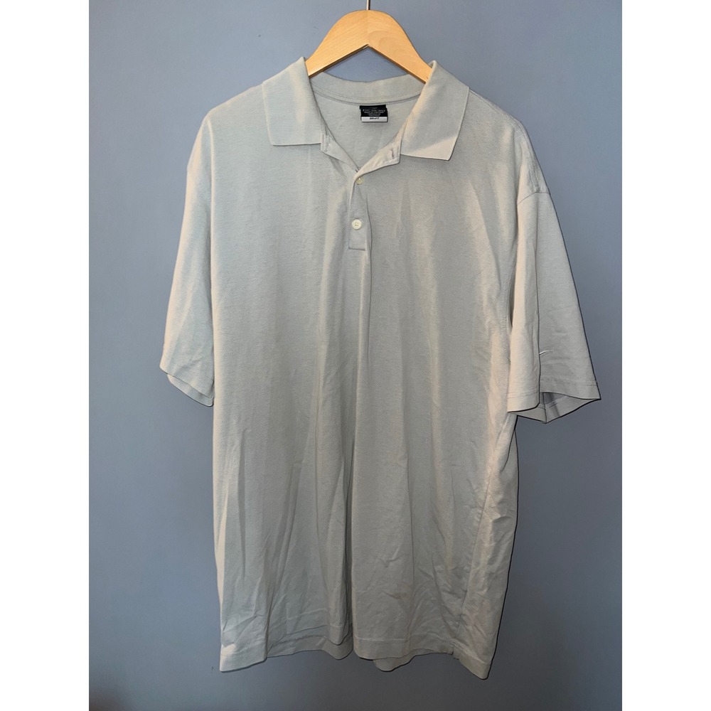 Nike Golf Dri-FIT Polo Shirt Mens XXL Light Grey Short Sleeve Swoosh Logo Top‎
